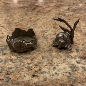 Pewter Turtle Candle Snuffer and Ring for Votive